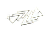 Silver Triangle Earring, 4 Antique Silver Plated Brass Triangle Stud Earrings (46x21x1mm) E034 A1216 H0445