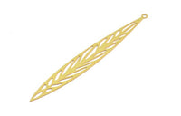 Brass Earring Charm ,10 Raw Brass Leaf Motif Earring Charms With 1 Loop Pendants, Findings (85x10mm) E476