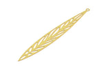 Brass Earring Charm ,10 Raw Brass Leaf Motif Earring Charms With 1 Loop Pendants, Findings (85x10mm) E476