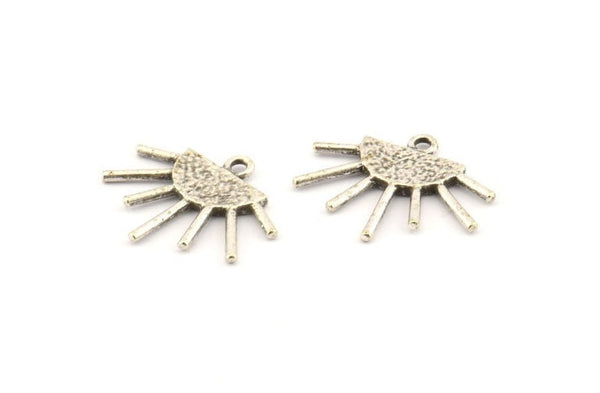 Sun Ethnic Pendant, 6 Antique Silver Plated Brass Sun Ethnic Pendants With 1 Loop, Findings, Charms (21x17x1.50mm) E479 H1147