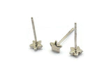 Silver Star Earring, 10 Silver Tone Brass Star Stud Earrings (5mm) D1407
