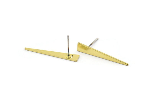 Brass Triangle Earring, 10 Raw Brass Triangle Stud Earrings (26x4.5x0.80mm) M142 A1612