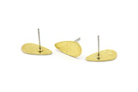 Brass Drop Earring, 12 Raw Brass Drop Stud Earrings (15x8x0.80mm) M01496 A1578