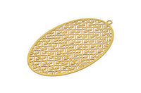 Brass Earring Charm ,4 Raw Brass Textured Oval Earring Charms Pendants With 1 Loop , Findings (70x44mm) E515