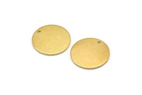 Brass Round Tag, 12 Raw Brass Round Stamping Blanks With 1 Hole, Charms, Pendants, Findings (18x1mm) D841