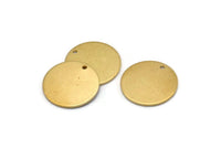 Brass Round Tag, 12 Raw Brass Round Stamping Blanks With 1 Hole, Charms, Pendants, Findings (18x1mm) D841