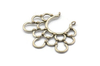 Ethnic Circle Pendant, 2 Antique Silver Plated Brass Pendants With 2 Loops, Pendants, Charms, Findings (35.5x39x1.4mm) U036 H0508