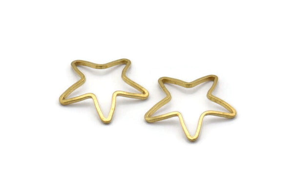 Star Brass Connector, 20 Raw Brass Star Connector (16mm) Bs 1209