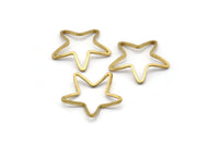 Star Brass Connector, 20 Raw Brass Star Connector (16mm) Bs 1209