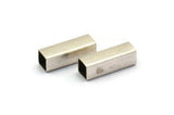 Silver Square Tube, 50 Antique Silver Plated Brass Tube Beads (12x4mm) Brs 1401 A0685 H0333