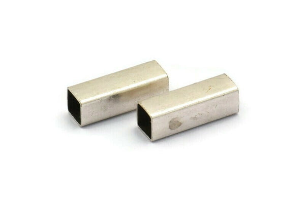 Silver Square Tube, 50 Antique Silver Plated Brass Tube Beads (12x4mm) Brs 1401 A0685 H0333