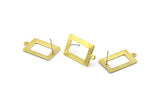 Brass Rectangle Earring, 8 Raw Brass Rectangle Stud Earrings With 1 Loop (23x14x0.80mm) B0324 A1676