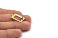 Brass Rectangle Earring, 8 Raw Brass Rectangle Stud Earrings With 1 Loop (23x14x0.80mm) B0324 A1676