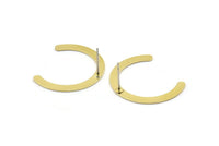 Brass Geometric Earring, 12 Raw Brass Geometric Stud Earrings (28x3x0.80mm) A1664 A1801