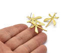 Brass Dragonfly Earring, 4 Raw Brass Dragonfly Stud Earrings (29x21mm) N1966
