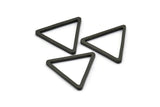 Black Triangle Charm - 6 Oxidized Brass Black Triangle Charms (28x2mm) D013 S498