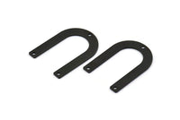 Black Geometric Charm, 8 Oxidized Black Textured U Shaped Pendants With 3 Holes, Charms, Findings (28x20x0.80mm) D875 S1020
