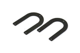 Black Geometric Charm, 8 Oxidized Black Textured U Shaped Pendants With 3 Holes, Charms, Findings (28x20x0.80mm) D875 S1020