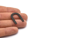Black Geometric Charm, 8 Oxidized Black Textured U Shaped Pendants With 3 Holes, Charms, Findings (28x20x0.80mm) D875 S1020