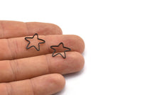Black Star Connector, 20 Oxidized Brass Black Star Connector (16mm) Bs 1209 S874
