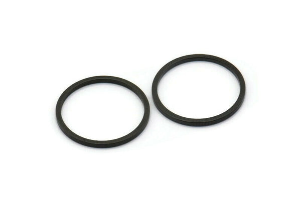 Black Circle Connectors - 50 Oxidized Brass Black Circle Connectors (17x1x1mm) Bs 1097 S214
