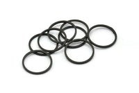 Black Circle Connectors - 50 Oxidized Brass Black Circle Connectors (17x1x1mm) Bs 1097 S214