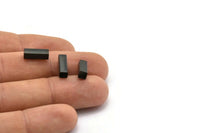 Black Square Tube, 50 Oxidized Brass Black Tube Beads (12x4mm) Brs 1401 A0685 S857