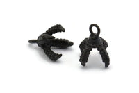 Dragon Claw Pendant, 5 Oxidized Brass Black Dragon Claw Charms, Necklace Pendants (14x10mm) N0419 S534