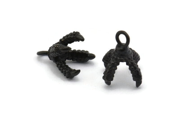 Dragon Claw Pendant, 5 Oxidized Brass Black Dragon Claw Charms, Necklace Pendants (14x10mm) N0419 S534