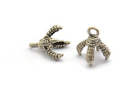 Dragon Claw Pendant, 5 Antique Silver Plated Brass Dragon Claw Charms, Necklace Pendants (14x10mm) N0419 H0068