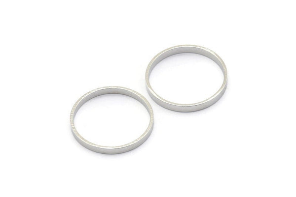 Silver Circle Connector, 24 Silver Tone Circle Connectors, Rings, Findings (19.5x2mm) BS 2422