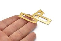 D Shape Rings, 3 Gold Plated Brass D Shape Connectors With 2 Holes, Rings  (37x13x1mm) BS 1926 Q0490