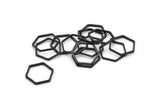 Black Hexagon Charm, 25 Black Oxidized  Brass Hexagon Shaped Ring Charms (12x0.80mm) Bs 1171 S1052