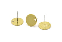 Brass Round Earring, 8 Raw Brass Round Earring Studs (12x0.80mm) M040 A1548