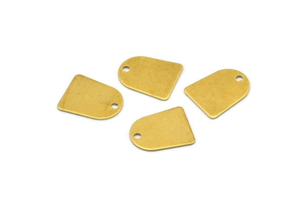 D Shaped Charm, 50 Raw Brass D Shaped Earrings With 1 Hole, Connectors, Findings (12x10x0.50mm) A0826