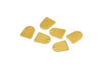 D Shaped Charm, 50 Raw Brass D Shaped Earrings With 1 Hole, Connectors, Findings (12x10x0.50mm) A0826