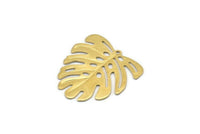Brass Monstera Charm, 24 Raw Brass Monstera Leaf Charms With 1 Loop, Pendants, Earrings, Findings (21x22x0.5mm) D0706