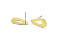 Brass Drop Earring, 12 Raw Brass Drop Stud Earrings (15x8x0.80mm) M01382 A2051