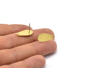 Brass Drop Earring, 10 Raw Brass Drop Stud Earrings With 1 Hole (20x10x0.80mm) D1210 A2018