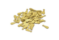 Brass Drop Charm, 100 Raw Brass Drop Charms With 1 Loop, Findings (12x4x0.50mm) B0348