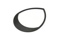 Black Drop Finding, 4 Oxidized Black Brass Drop Blanks, Charms, Pendants, Earring Findings (45x36x0.80mm) M02622 S827