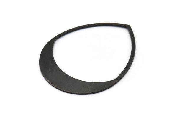Black Drop Finding, 4 Oxidized Black Brass Drop Blanks, Charms, Pendants, Earring Findings (45x36x0.80mm) M02622 S827