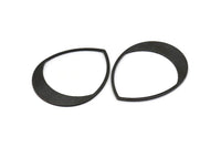 Black Drop Finding, 4 Oxidized Black Brass Drop Blanks, Charms, Pendants, Earring Findings (45x36x0.80mm) M02622 S827