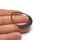 Black Drop Finding, 4 Oxidized Black Brass Drop Blanks, Charms, Pendants, Earring Findings (45x36x0.80mm) M02622 S827