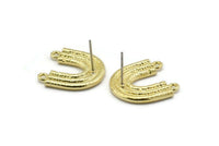 Küpe Çivisi, 2 Ham Pirinç - 2 Halkalı U Şeklinde Küpeler - Pirinç Küpeler - Küpeler (20x19mm) N1970