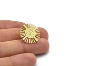 Brass Sun Earring, 2 Raw Brass Sun Shaped Stud Earrings (21x2mm) N1969
