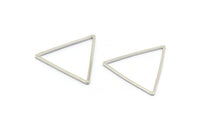 Silver Triangle Charm, 25 Silver Tone Triangle Ring Charms (24x1mm) BS 2401