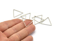 Silver Triangle Charm, 25 Silver Tone Triangle Ring Charms (24x1mm) BS 2401