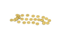 100 Raw Brass Round Tags, 2 Holes Connectors, Findings  (6mm) Brs80 A0252