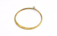 Brass Round Earring, 6 Raw Brass Round Earring Charms With 1 Loop and 3 Holes , Pendants, Findings (50mm) E545